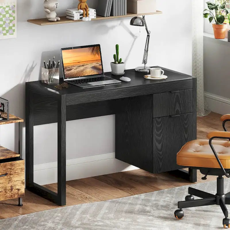 Costway Computer Desk with Storage Cabinet Pull-out Drawer Stable