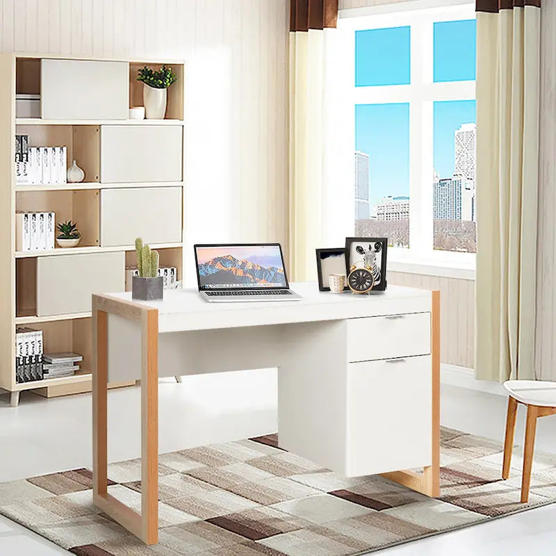 Costway Computer Desk with Storage Cabinet Pull-out Drawer Stable