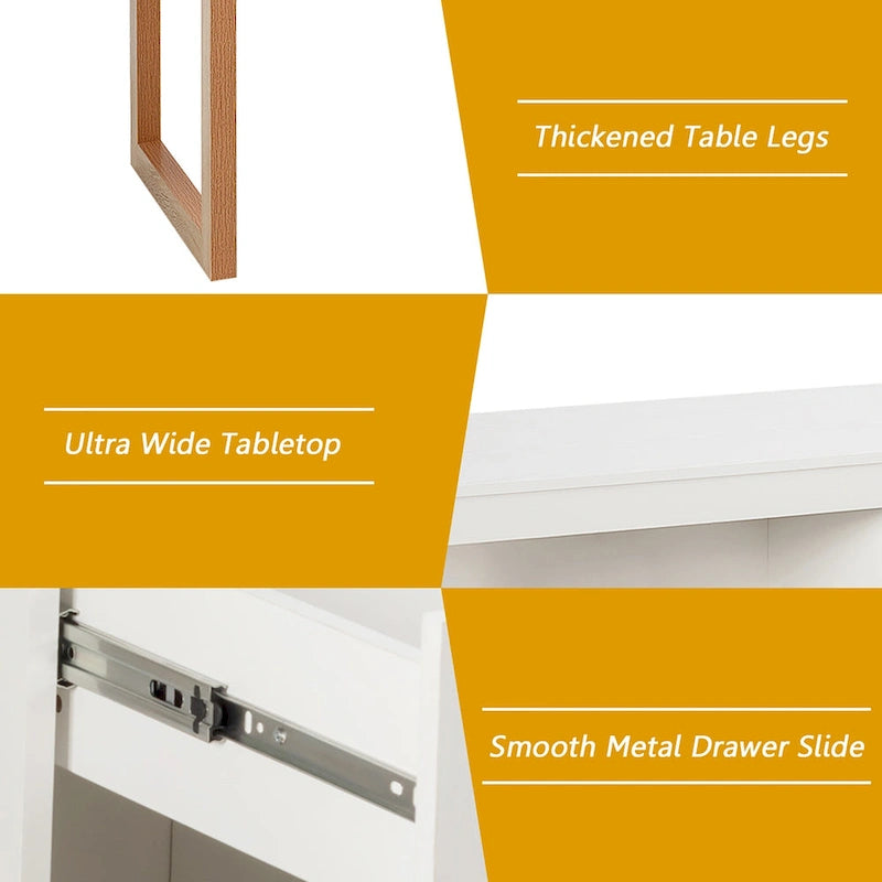 Costway Computer Desk with Storage Cabinet Pull-out Drawer Stable