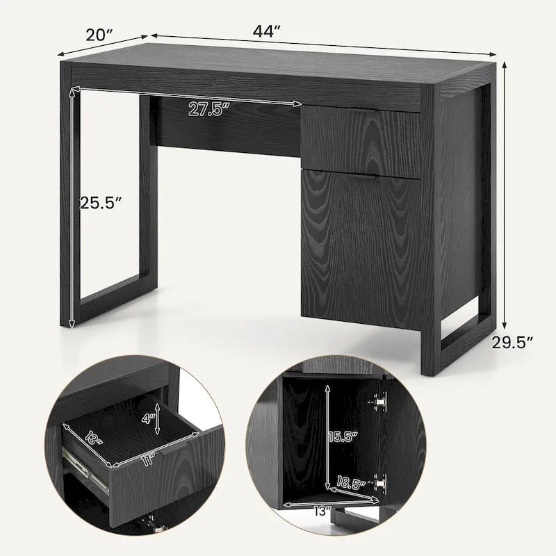 Costway Computer Desk with Storage Cabinet Pull-out Drawer Stable