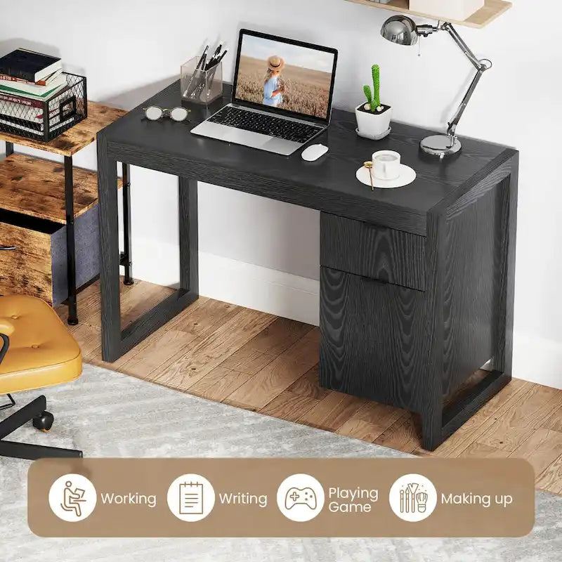 Costway Computer Desk with Storage Cabinet Pull-out Drawer Stable