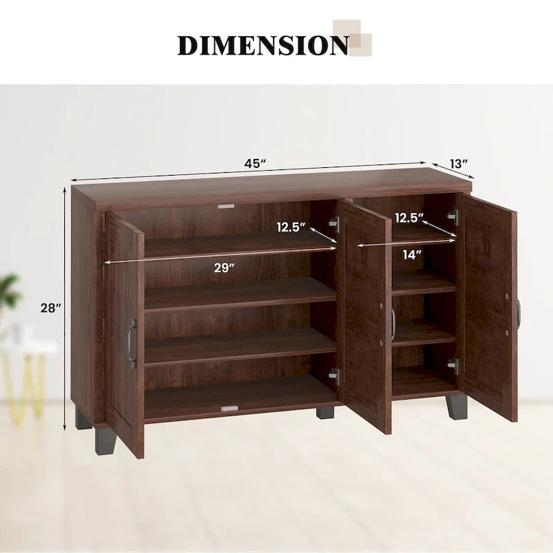 Costway 3-Door Buffet Sideboard Storage Credenza Cabinet Console