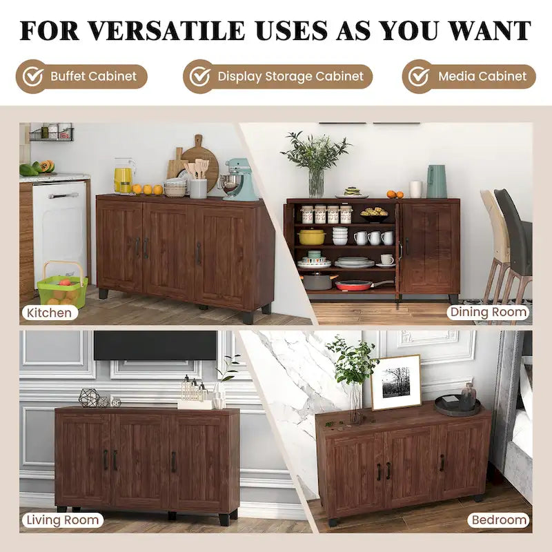 Costway 3-Door Buffet Sideboard Storage Credenza Cabinet Console