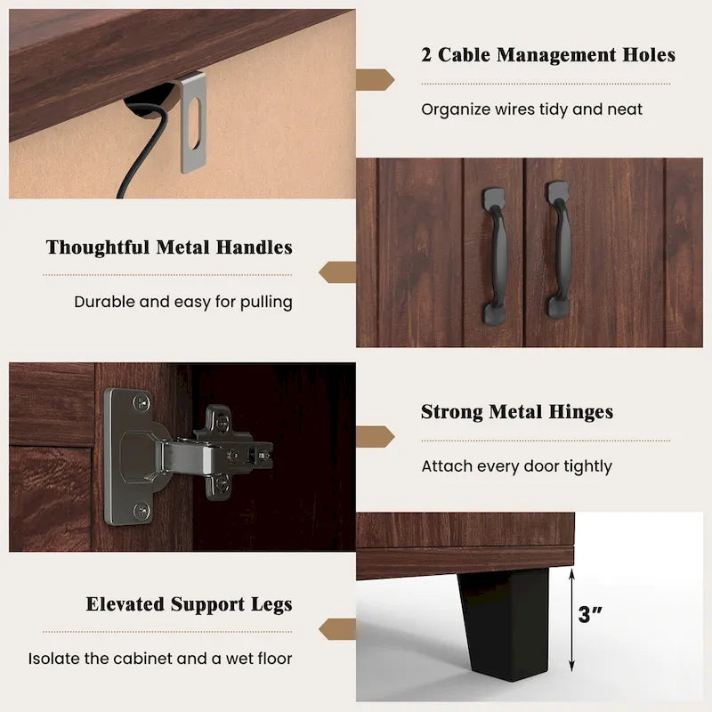 Costway 3-Door Buffet Sideboard Storage Credenza Cabinet Console