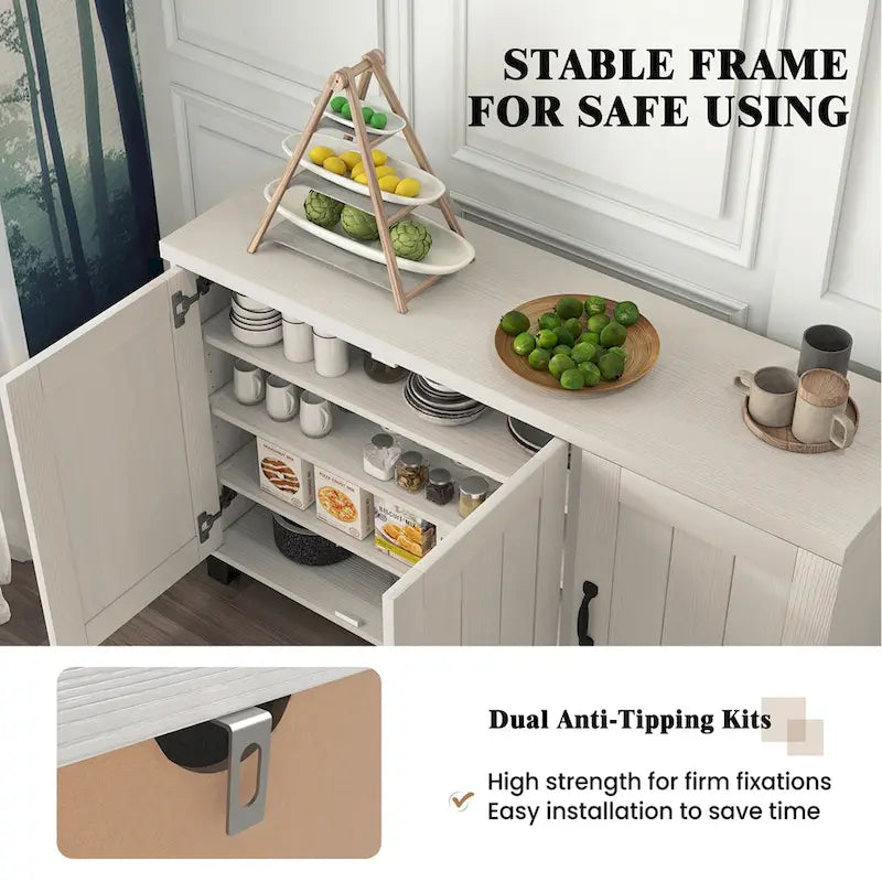 Costway 3-Door Buffet Sideboard Storage Credenza Cabinet Console