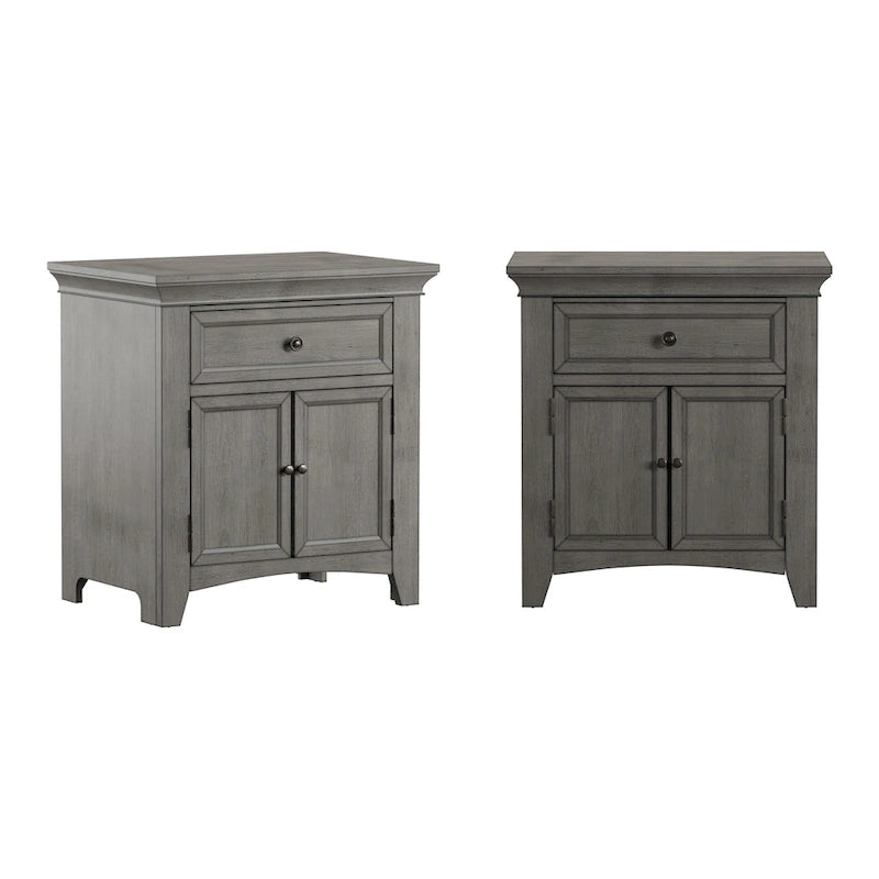 Varenna 1-Drawer Wood Cupboard Nightstand with Charging Station
