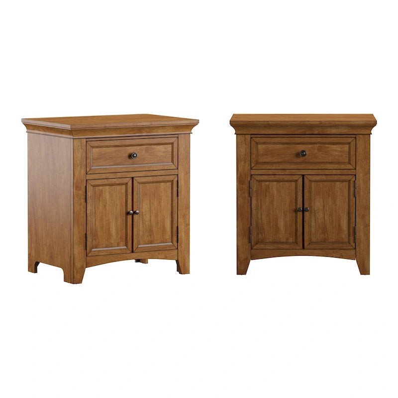 Varenna 1-Drawer Wood Cupboard Nightstand with Charging Station