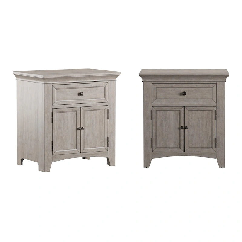 Varenna 1-Drawer Wood Cupboard Nightstand with Charging Station