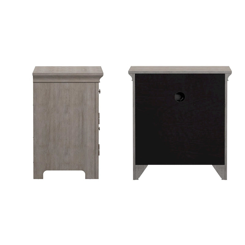 Varenna 1-Drawer Wood Cupboard Nightstand with Charging Station