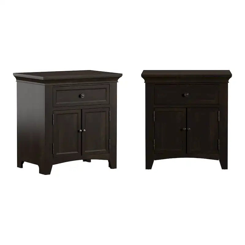 Varenna 1-Drawer Wood Cupboard Nightstand with Charging Station