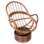 Cadeira de Baloiço Giratória em Rattan com Almofada Sólida para Todas as Condições Climáticas