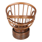 Cadeira de Baloiço Giratória em Rattan com Almofada Sólida para Todas as Condições Climáticas
