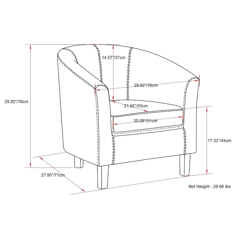 WYNDENHALL Parker 30-in. Wide Tub Chair - 30 inch Wide