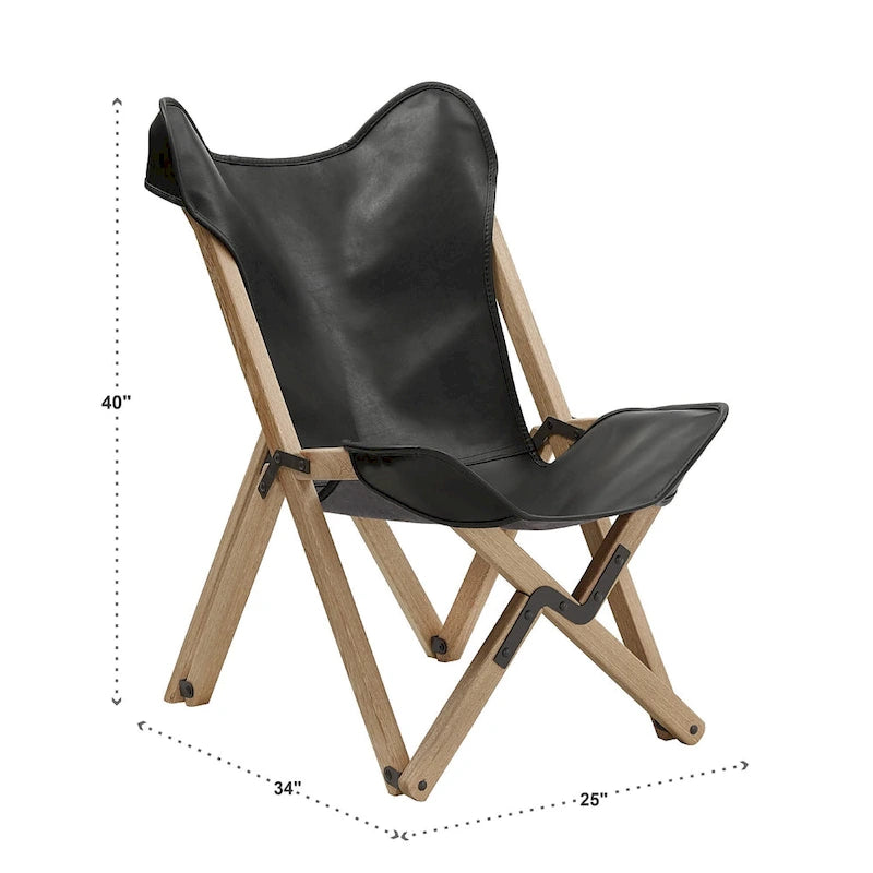 Cantu Genuine Top Grain Leather Tripolina Sling Chair by iNSPIRE Q Modern