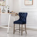 Banqueta de balcão Wingback com capitonê e tachas de 24" com pernas cinza-antigo