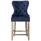 Banqueta de balcão Wingback com capitonê e tachas de 24" com pernas cinza-antigo