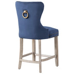 Banqueta de balcão Wingback com capitonê e tachas de 24" com pernas cinza-antigo