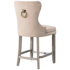 Banqueta de balcão Wingback com capitonê e tachas de 24" com pernas cinza-antigo