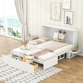 Nestfair White Queen Size Mobile Murphy Bed with Drawer and Shelves