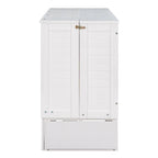 White Queen Size Mobile Murphy Bed with Drawer and Shelves