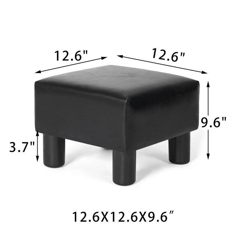 Adeco Footrest Stool Faux Leather Ottoman with Thick Upholstery