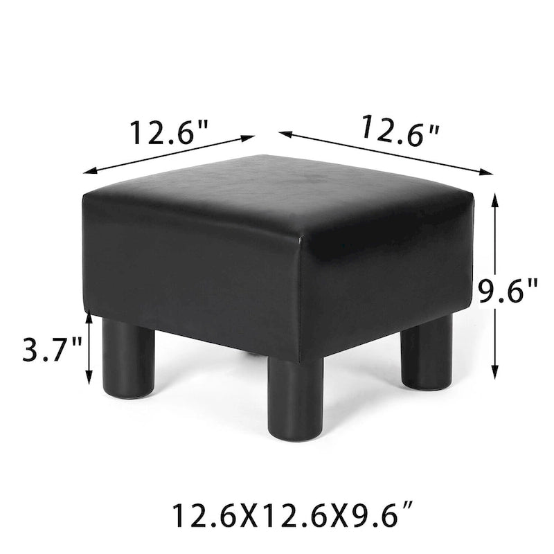 Adeco Footrest Stool Faux Leather Ottoman with Thick Upholstery