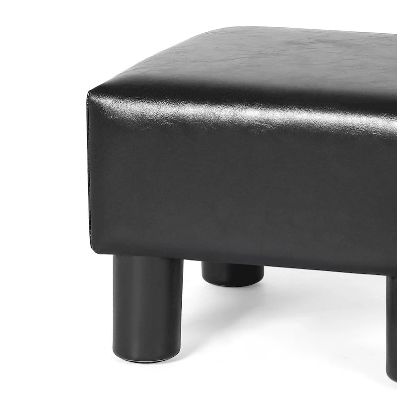 Adeco Footrest Stool Faux Leather Ottoman with Thick Upholstery