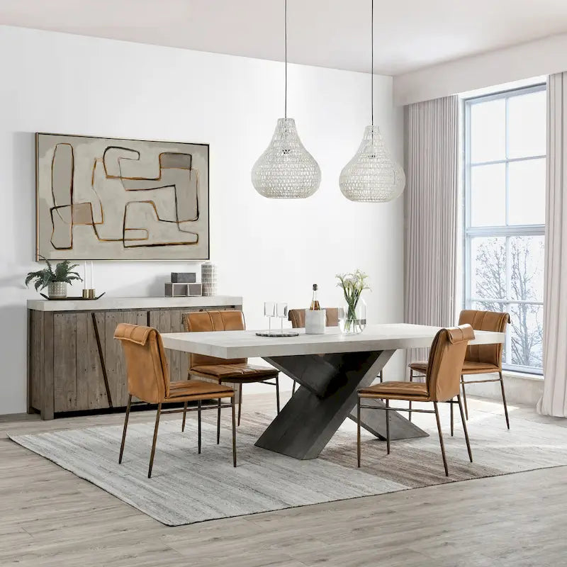 Conjunto de Mesa de Jantar de Madeira Recuperada de 84 Polegadas