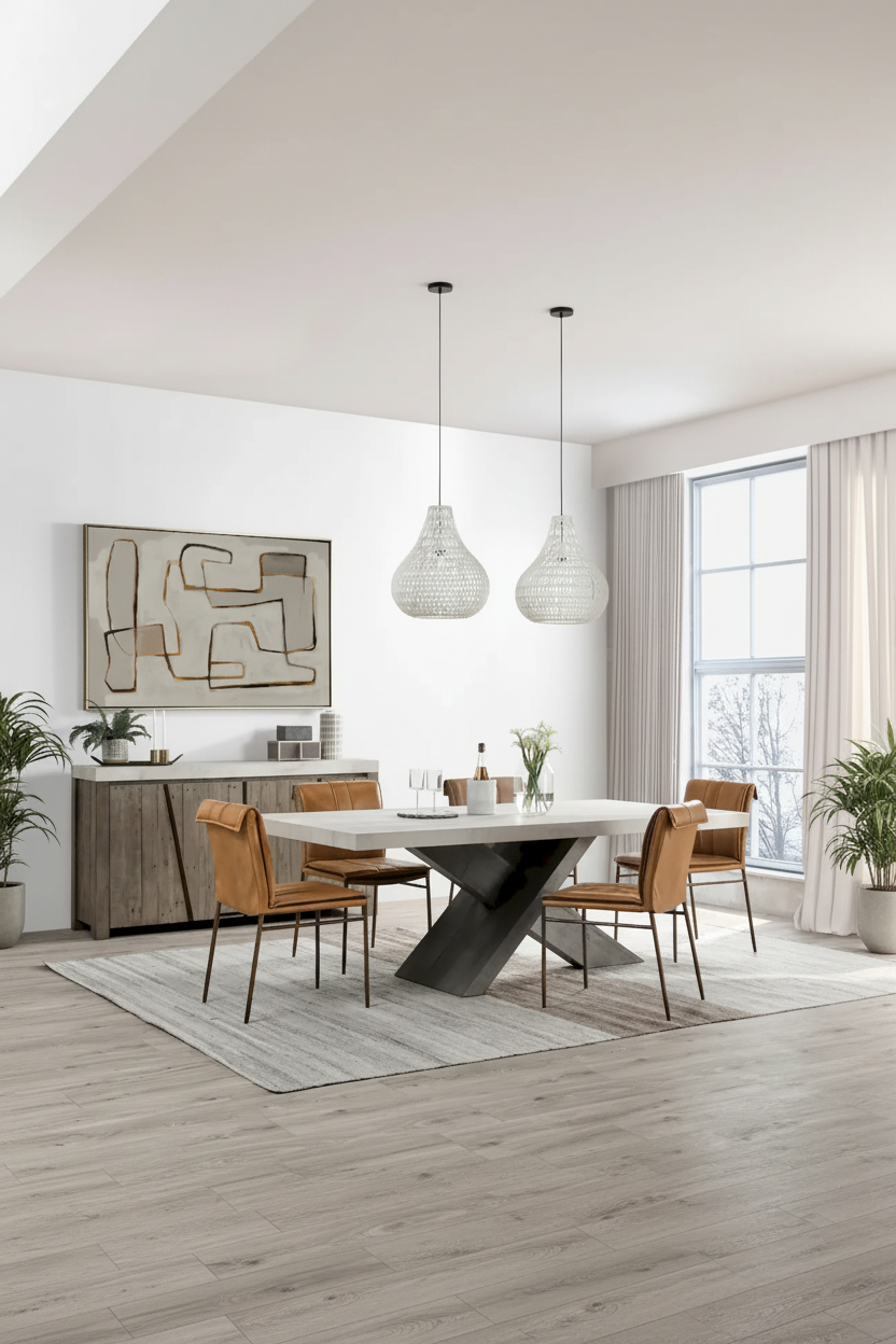 Conjunto de Mesa de Jantar de Madeira Recuperada de 84 Polegadas