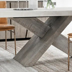 Conjunto de Mesa de Jantar de Madeira Recuperada de 84 Polegadas