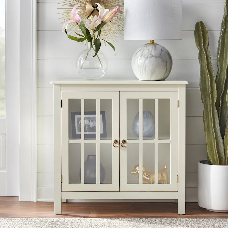 Simple Living Portland 2-Door Glass Cabinet