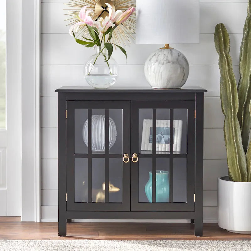 Simple Living Portland 2-Door Glass Cabinet