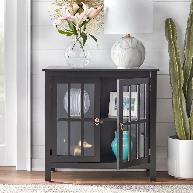 Simple Living Portland 2-Door Glass Cabinet