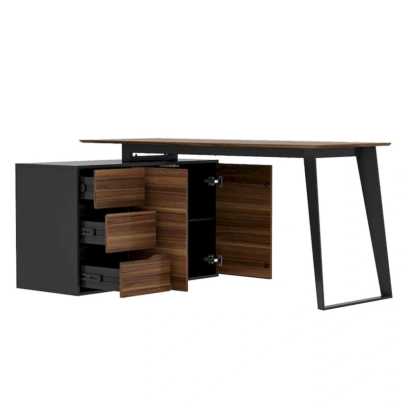 54.3 Home Office Computer Desk Corner Desk With Drawers and Cabinet