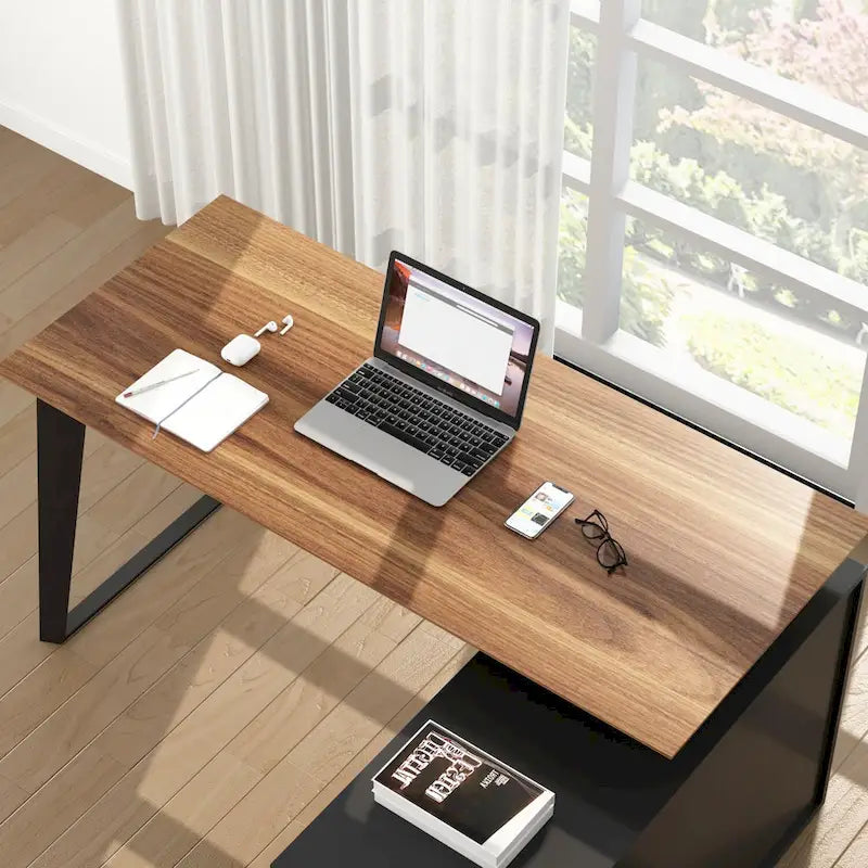54.3 Home Office Computer Desk Corner Desk With Drawers and Cabinet