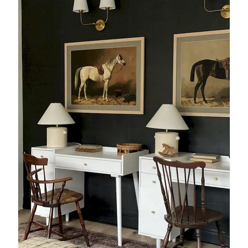 Nathan James Daisy Modern Farmhouse Desk with Storage and Brass Accent Knobs