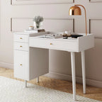 Nathan James Daisy Modern Farmhouse Desk with Storage and Brass Accent Knobs