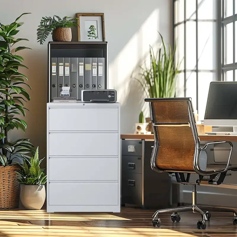 Lateral File Cabinet 4 Drawer,Filing Cabinet with Lock, Lockable File Cabinet, Locking Metal File Cabinet
