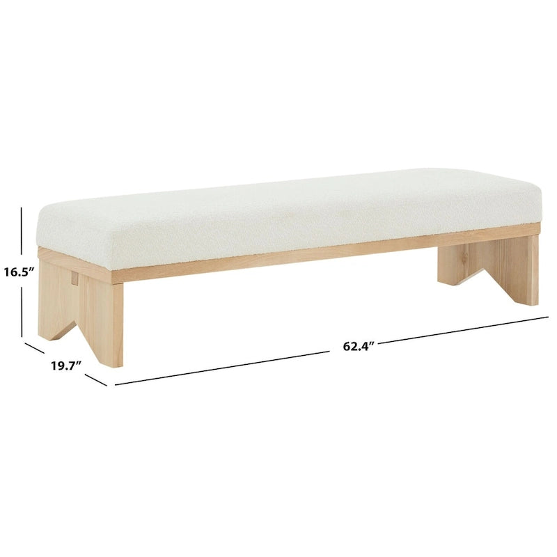 SAFAVIEH Couture Boris Mid-Century Modern Bench - 62.4 In. W x 19.7 In. D x 16.5 In. H - 62Wx20Dx17H