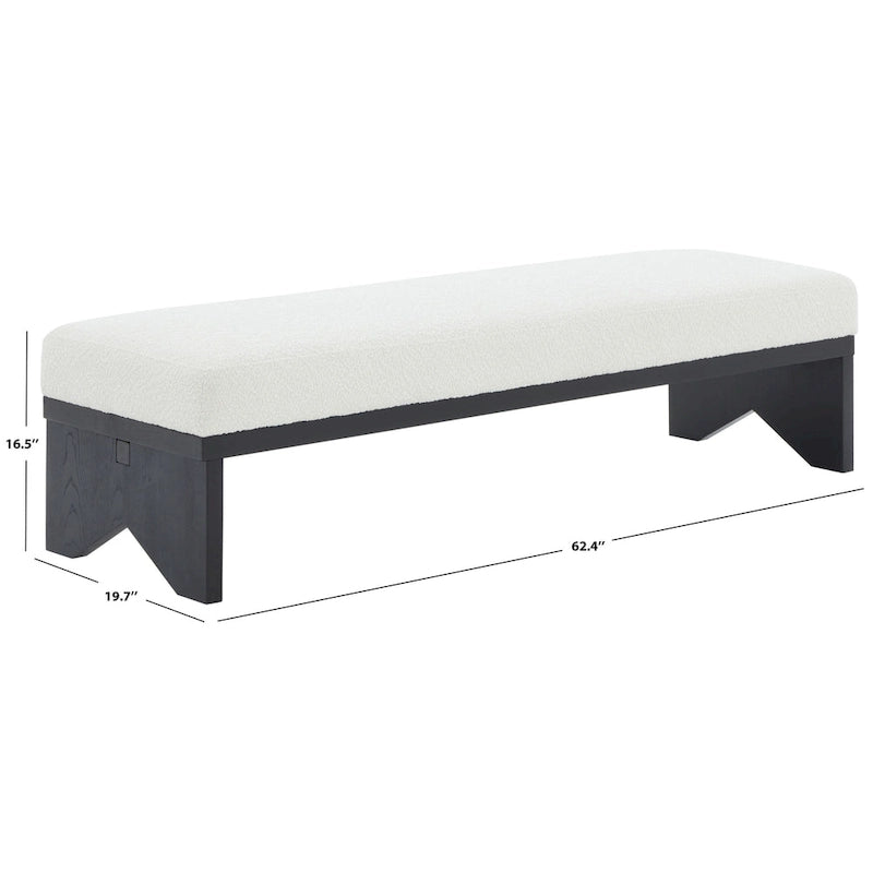SAFAVIEH Couture Boris Mid-Century Modern Bench - 62.4 In. W x 19.7 In. D x 16.5 In. H - 62Wx20Dx17H