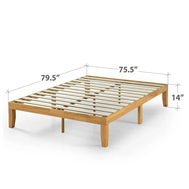Priage by Zinus 14-inch Natural Solid Wood Platform Bed