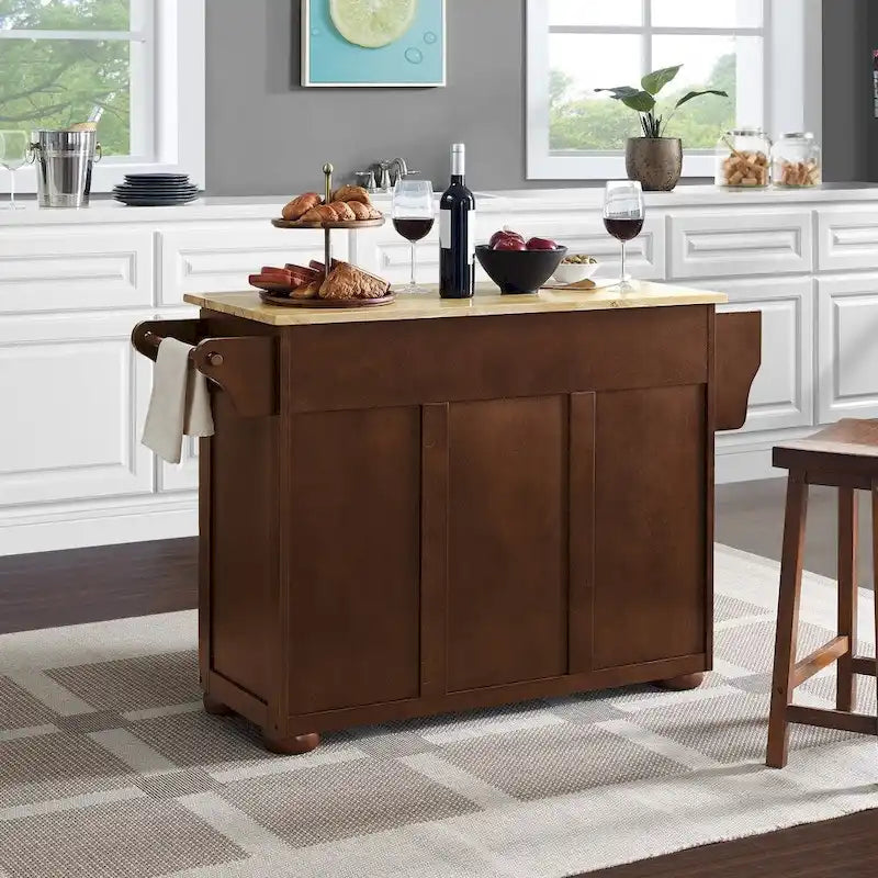 Crosley Eleanor Natural Wood Top Kitchen Island - 18d x 51.5w x 35.25h