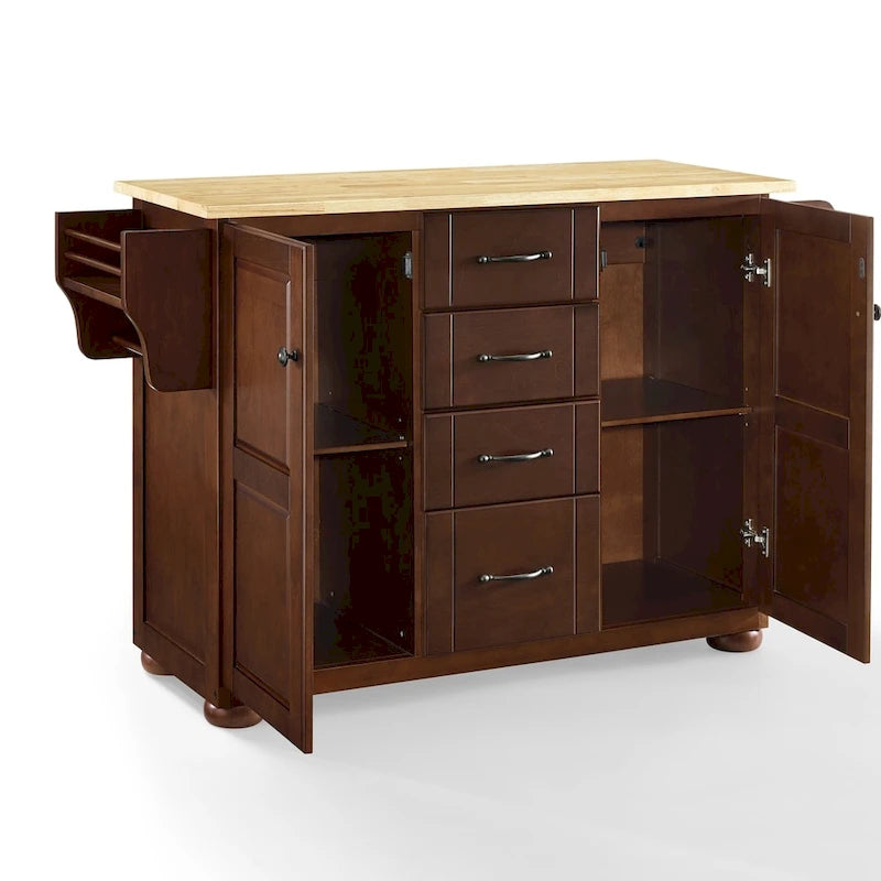 Crosley Eleanor Natural Wood Top Kitchen Island - 18d x 51.5w x 35.25h