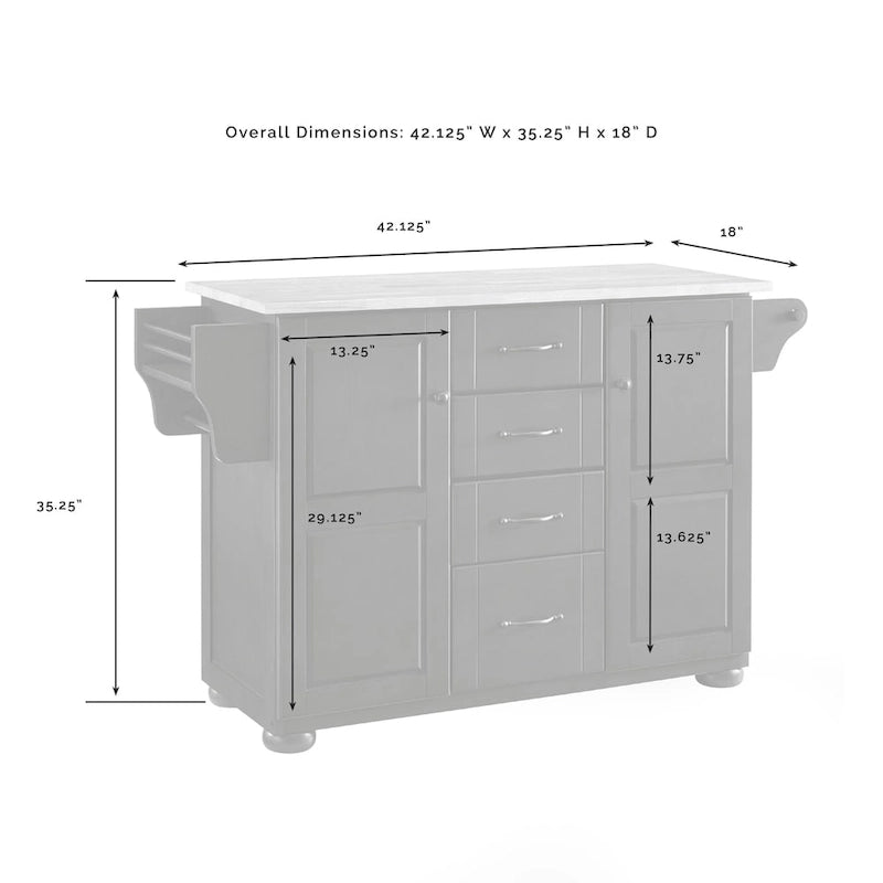 Crosley Eleanor Natural Wood Top Kitchen Island - 18d x 51.5w x 35.25h
