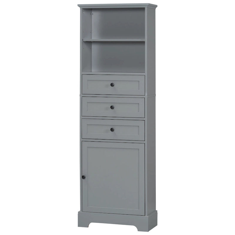 Merax Tall Storage Bathroom Cabinet with 3 Drawers and Adjustable Shelves