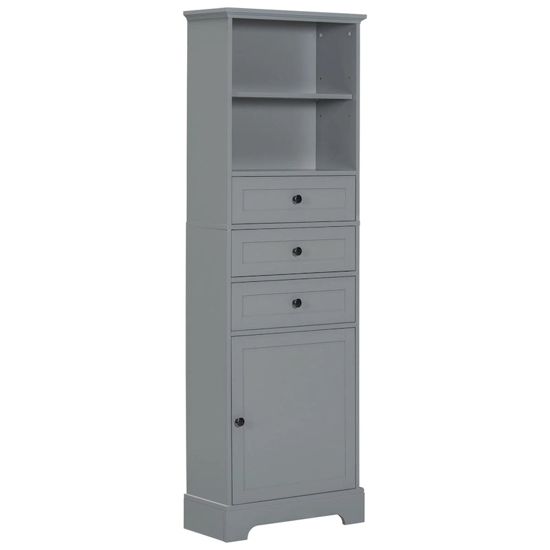 Merax Tall Storage Bathroom Cabinet with 3 Drawers and Adjustable Shelves