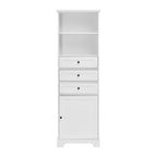 Armário Alto de Casa de Banho com 3 Gavetas e Prateleiras Ajustáveis