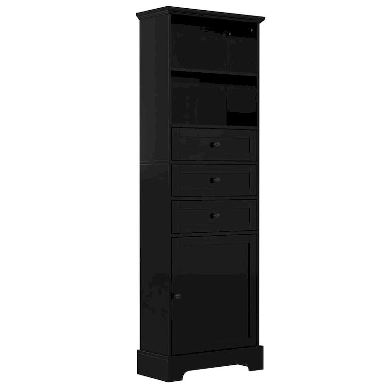 Merax Tall Storage Bathroom Cabinet with 3 Drawers and Adjustable Shelves