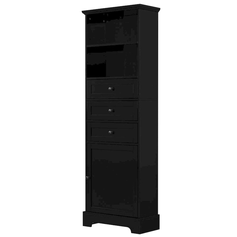 Merax Tall Storage Bathroom Cabinet with 3 Drawers and Adjustable Shelves