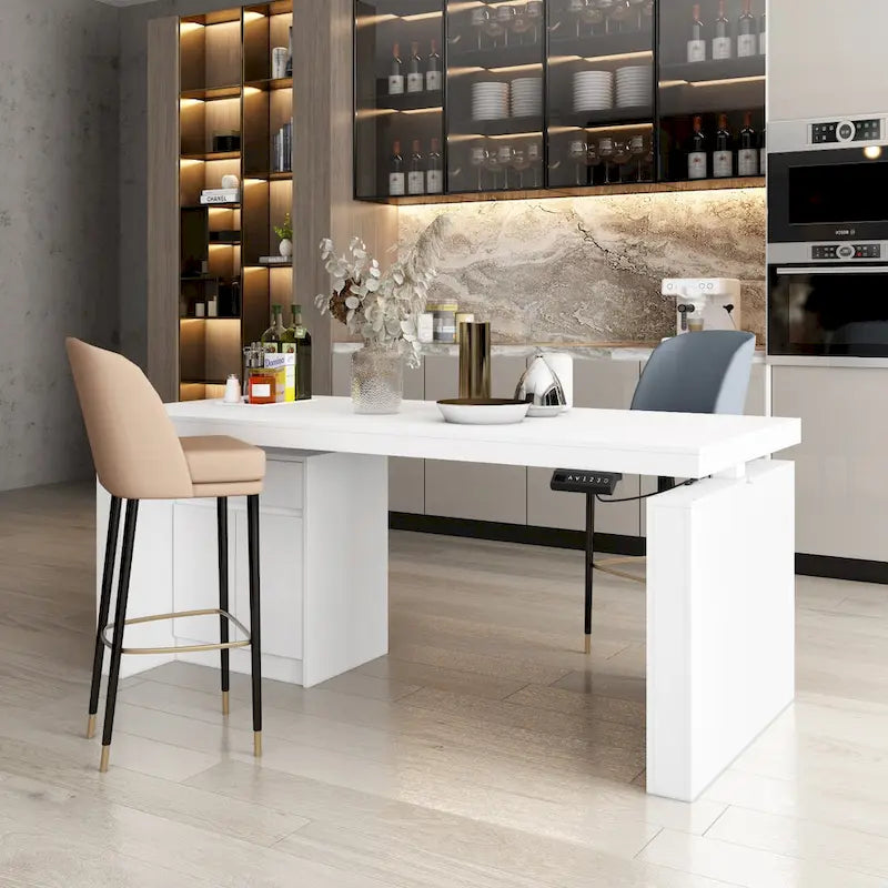 70.9W Dining Table White Adjustable Workstation Modern Office Desk